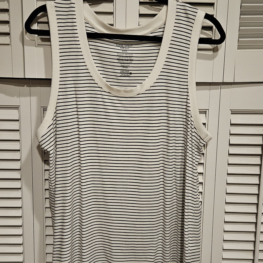 Nine West Black and White Striped Tank Top